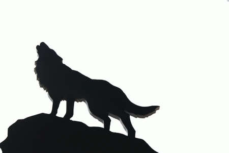 figure wolf made of tree on a white backgroundの写真素材