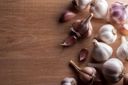 Garlic on wooden table