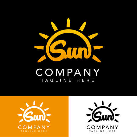 Letter Sun Logo. With a yellow and orange gradient. Has a meaning as a logo or company that illuminates its surroundings. Suitable for any business logoのイラスト素材