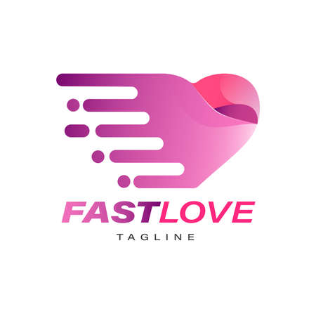 Fast Love Logo Design Template. With gradient pink and purple colors. Health, Love, and Valentine Iconのイラスト素材