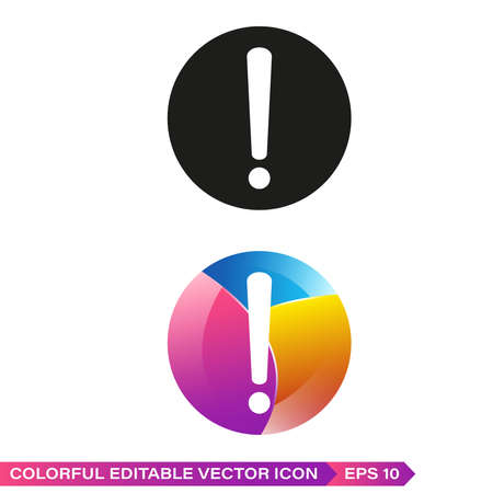 Exclamation mark Icon Vector. With colorful simple flat symbols. Perfect Black pictogram illustration on white background. Risk sign vector illustrationのイラスト素材