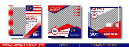 National Independence day of Malaysia social media post template. Suitable for social media posts and web internet adsのイラスト素材