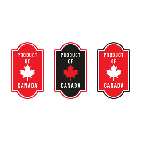 Made in Canada Label, Stamp, or Logo. With The National Flag of Canada and Maple Leafのイラスト素材