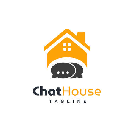 Chat House Logo. With game bubble chat and home icon. Simple, minimalist, and premium logo templateのイラスト素材