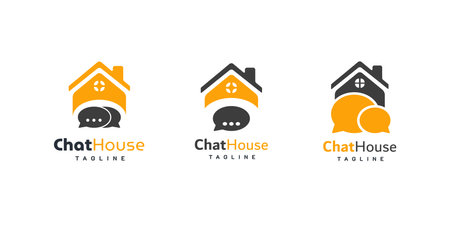 Chat House Logo. With game bubble chat and home icon. Simple, minimalist, and premium logo templateのイラスト素材