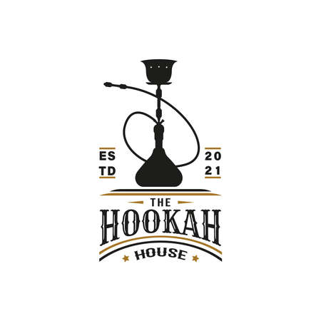 Vintage Retro Shisha Hookah Logo. Lounge Bar Sign. Premium and Luxury Logo Templateのイラスト素材