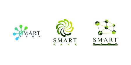 Set of Modern Smart Park Logo Design. Education, and Learning Park Logo. Premium and luxury logo templateのイラスト素材