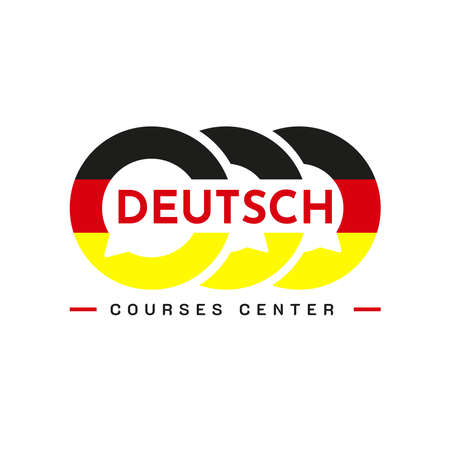 Learning Deutch German Language Class Logo. the language exchange program, forum, speech bubble, and international communication sign. With Germany Flagのイラスト素材