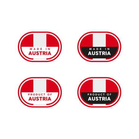 Made in Austria Label, Stamp, or Logo. With The National Flag of Austria. Premium and luxury emblemのイラスト素材
