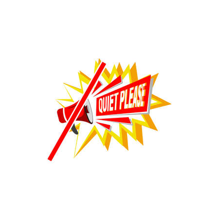 Quiet Please Sign or Label. With megaphone icon. Premium caution template vector illustrationのイラスト素材