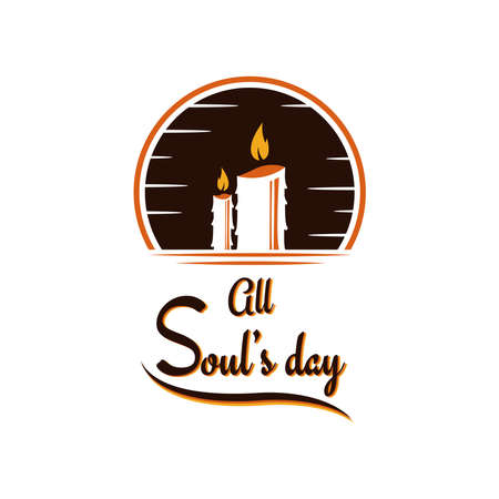 All Souls Day Vector Illustration. With candle and candlelight icon. Premium and luxury design templateのイラスト素材