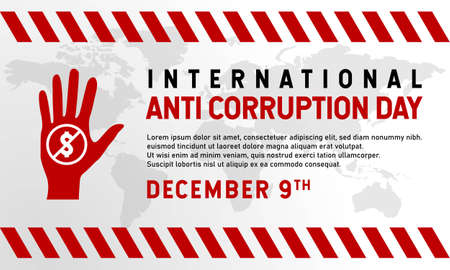 International Anti-Corruption Day Background. December 9. Template for banner, greeting card, or poster. With weight scale of justice and money icon. Premium vector illustrationのイラスト素材