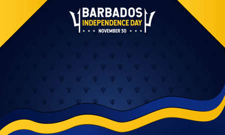 Barbados Independence Day Background or Greeting Card Design. November 30. With a trident, map icon, and Barbados flag. Premium vector templateのイラスト素材