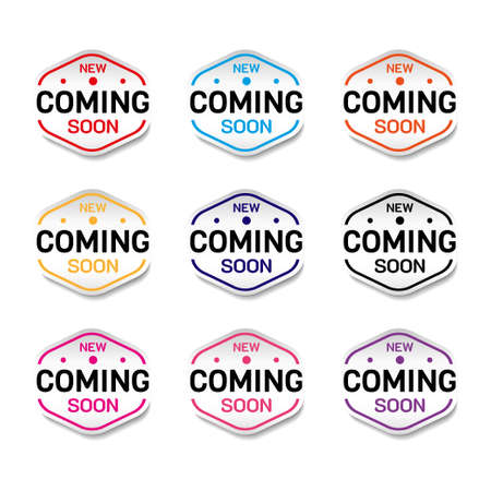 Coming Soon Sticker. For commercial offer product label. Premium and luxury vector illustration designのイラスト素材