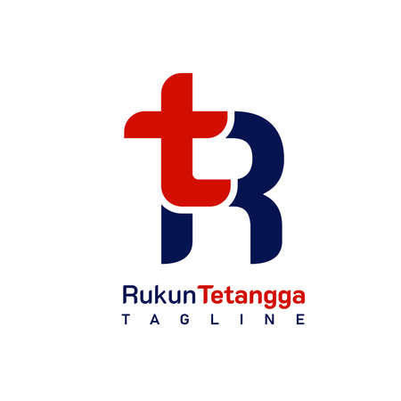 Letter TR, RT, T Design. On dark blue, navy blue and red color. Simple, luxury, and elegant logo illustration vectorのイラスト素材