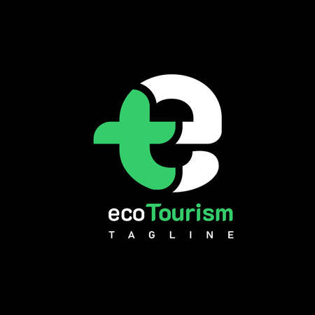 Letter ET, TE, E T Design. On white and green color. Simple, luxury, and elegant  illustration vectorのイラスト素材