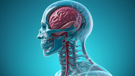 Human Brain Anatomy, 3D Illustration, medical concept.の素材