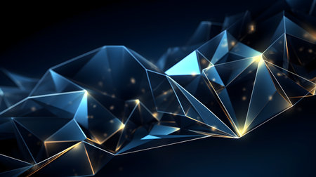 Abstract 3d rendering of chaotic low poly shape. Futuristic background.の素材