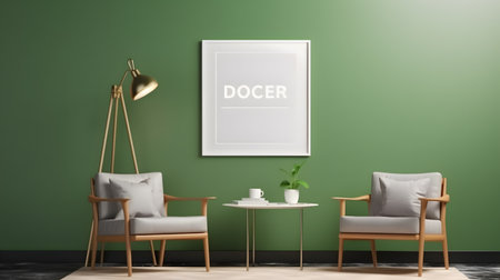 Interior of a living room with two armchairs - 3D renderの素材