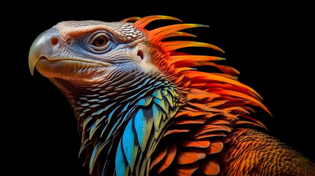 Portrait of a parrot on a black background. Close-up.の素材
