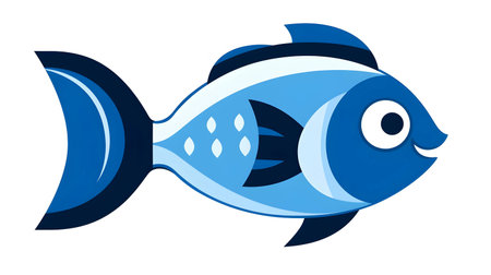 Blue fish on a white background. Vector illustration for your design.の素材