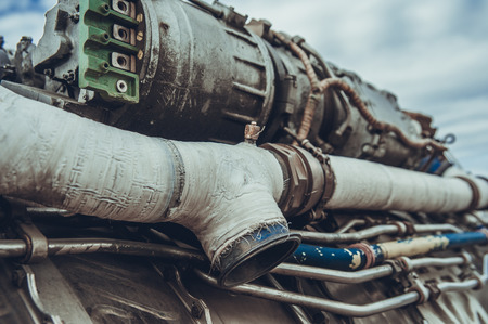 close-up of aircraft engine parts