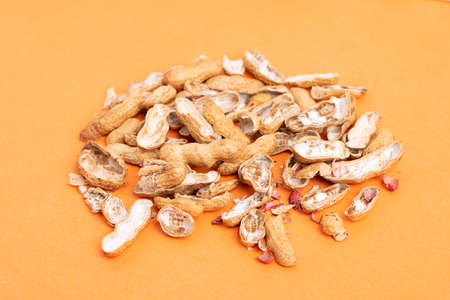 Peanuts seed placed on paper, flat lay