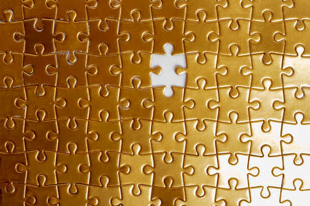 Missing jigsaw puzzle part, business concept. Flat lay