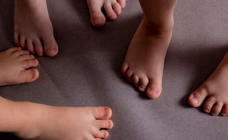 United kids legs, friendship concept. Close upの写真素材