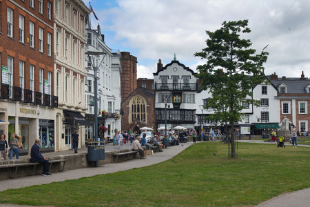 EXETER, UK, 11 July 2016: Cathedral green. Exeter. Devon. UKのeditorial素材