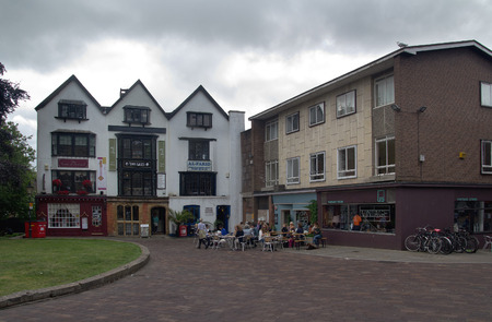 EXETER, UK, 11 July 2016: Three Gables 1540. Exeter. Devon. UKのeditorial素材