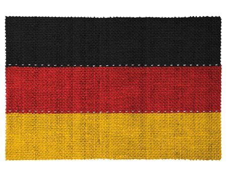 The national flag of the country of Germany. Sewn from three pieces of white thread. Fabric with large texture.の写真素材