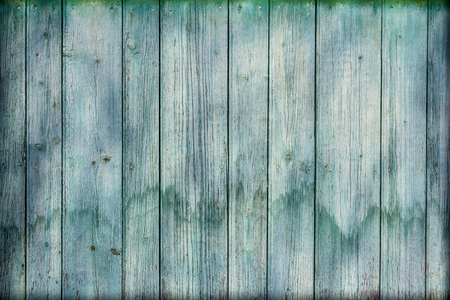 Background from old boards turquoise (green) color. Visible nails and stripsの写真素材