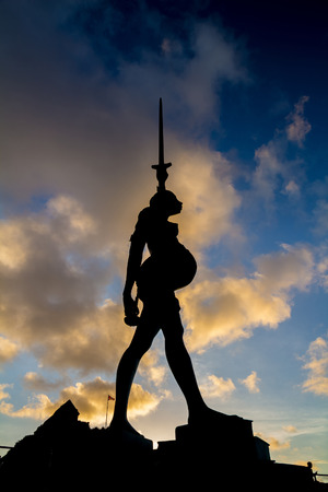 Ilfracombe, North Devon, England, 13 July, 2016: Verity - statue in Ilfracombe of the author Damien Hirstのeditorial素材