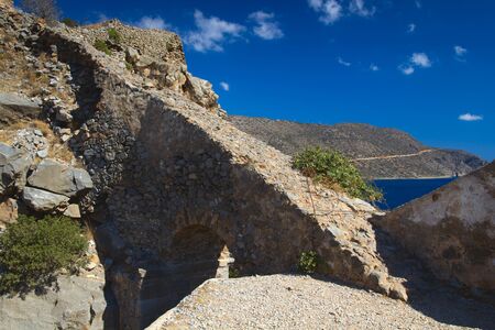 Detail of the tower on the island-fortress of Spinalonga. Creteの写真素材