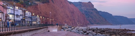 Panoramic view of the coast at Sidmouth. Devon. Englandの写真素材