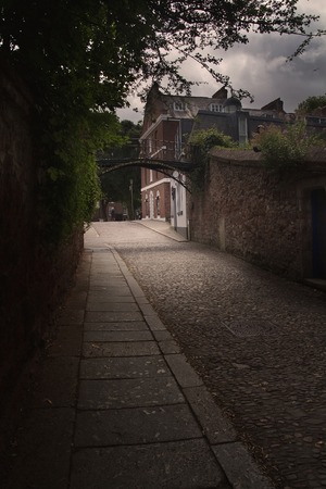 Exeter city center. Cathedral Close street. England, Devon.の写真素材