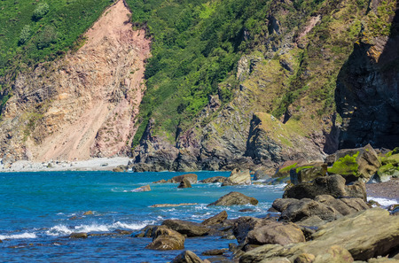 North Devon Coast near the villages of Lynton and Lynmouth. Sunny day and blue sky. UKの写真素材
