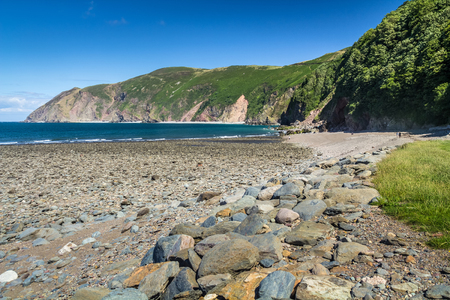 North Devon Coast near the villages of Lynton and Lynmouth. Sunny day and blue sky. UKの写真素材