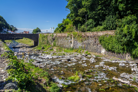 East Lyn River. Bridge over river. Lynmouth. North Devon. UKの写真素材