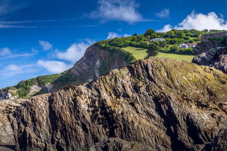 Landscape in Combe Martin on the north Devon coast. Englandの写真素材