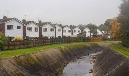 Several identical houses near Alphington Brook. Exeter. Devon. UKの写真素材