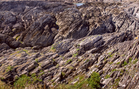 View of the rocky shore of northern Devon. Near Woolacombe and Mortehoe. Natural background. Devon. Englandの写真素材