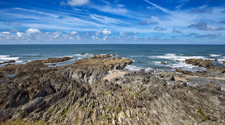 Rocky coast of the sea to the north of the Devon.  Near the beach Woolacombe. Devon. Englandの写真素材