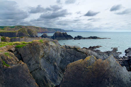 Fancy rock formations on the coast in Devonshire. Englandの写真素材