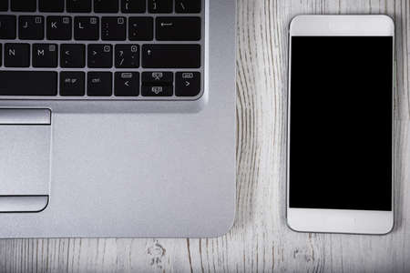 modern notebook computer isolated on tableの写真素材