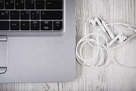 modern notebook computer isolated on tableの写真素材