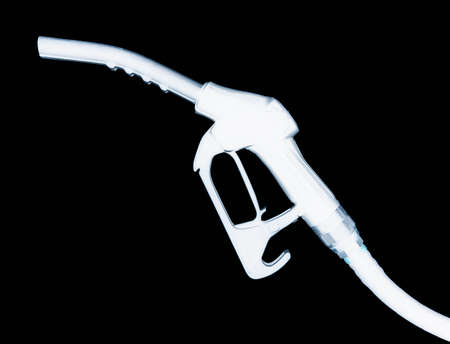 XRAY IMAGE OF PETROL PUMP ISOLATED ON BLACK BACKGROUND