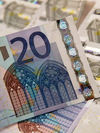 SELECTION OF EURO NOTES IN CLOSE UP