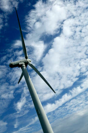 WIND TURBINE WITH BLUE SKY AND CLOUDSの写真素材